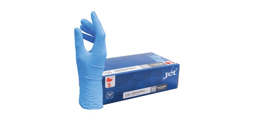 Gants jetables nitrile non poudré bleu - Boîte de 100 gants