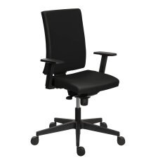 Chaise de bureau Difesa simili cuir noir - dossier haut - avec ou sans accoudoirs - mécanisme Synchrone - pieds noir