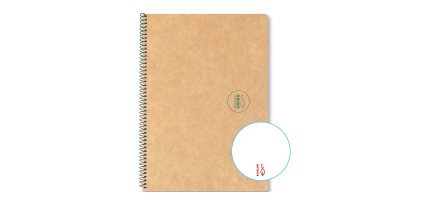 Cuaderno Reciclado Escolar Espiral Escolofi Green Din A5 liso 