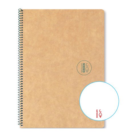 Cuaderno Reciclado Escolar Espiral Escolofi Green Din A5 liso