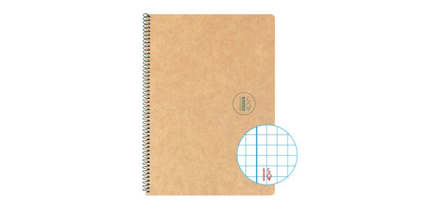 Cuaderno Reciclado Escolar Espiral Escolofi Green Din A5 Cuadrícula 4x4 