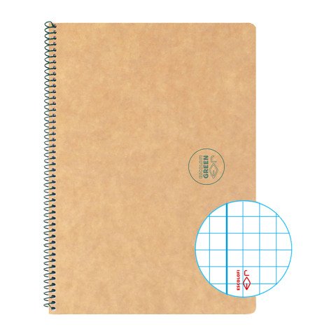 Cuaderno Reciclado Escolar Espiral Escolofi Green Din A5 Cuadrícula 4x4