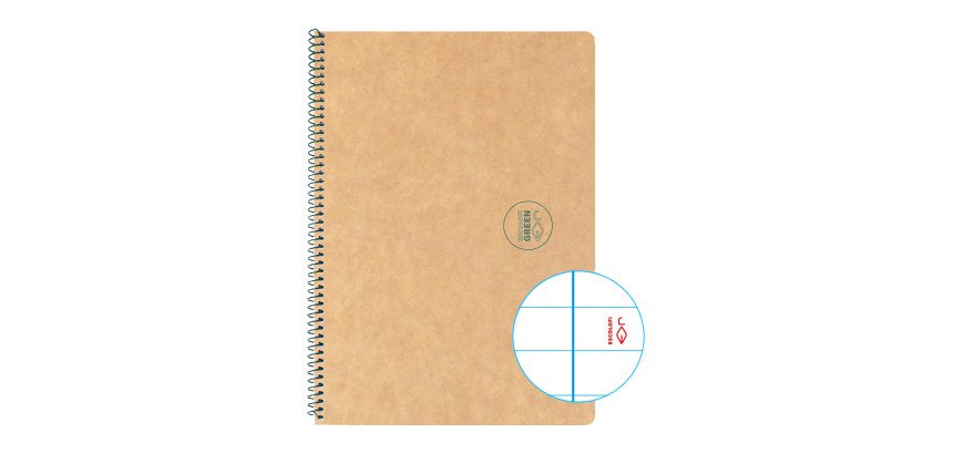 Cuaderno Reciclado Escolar Espiral Escolofi Green Din A5 Rayado horizontal 