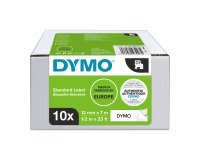 Pack ahorro 10 cintas de poliéster Dymo D1 de 12 mm x 7m blancas con escritura negra (45013)