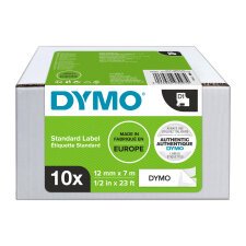 Pack ahorro 10 cintas de poliéster Dymo D1 de 12 mm x 7m blancas con escritura negra (45013)