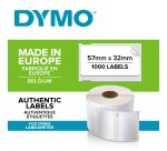 Pack 12 rouleaux d'étiquettes 57 x 32 mm Dymo - Rouleaux de 1000 étiquettes