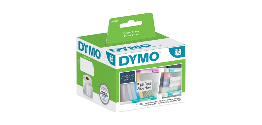 Pack 6 rouleaux d'étiquettes 57 x 32 mm Dymo - Rouleaux de 1000 étiquettes