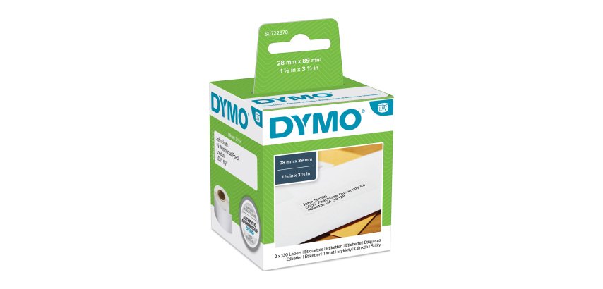 Pack 12 rouleaux d'étiquettes d'adresse 28 mm x 89 mm Dymo