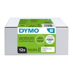 Pack 12 rouleaux d'étiquettes d'adresse 36 x 89 mm Dymo