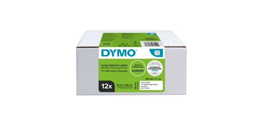 Pack 12 rolls of address labels 36 x 89 m Dymo 