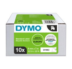 Pack ahorro 10 cintas de poliéster Dymo D1 de 9 mm x 7m blancas con escritura negra (40913)