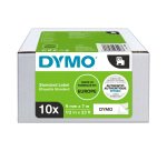 Pack 8 rubans polyester Dymo D1 9 mm blanc écriture noire + 2 offerts