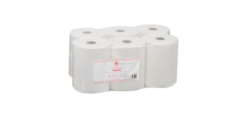 Rouleau d'essuie-mains Bruneau écolabel double épaisseur 90 m - Colis de 6