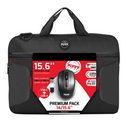 Pack sacoche pour ordi portable 14/15,6" + souris sans fil noir PORT