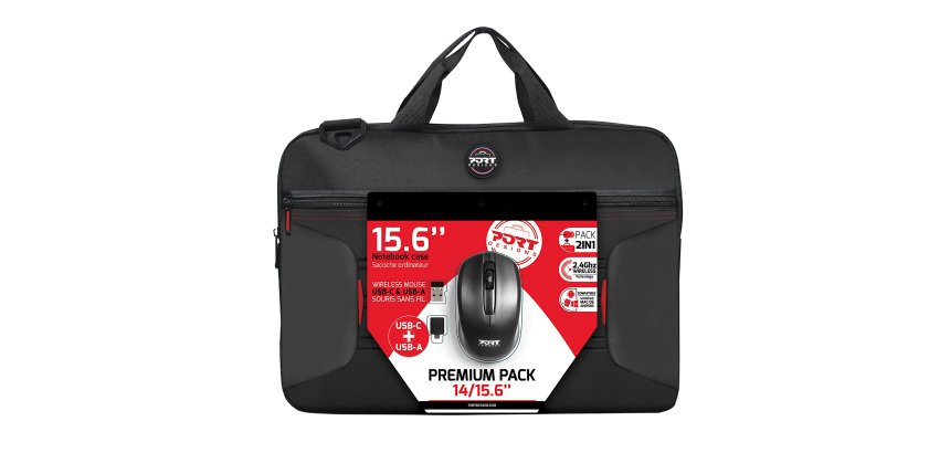 Sacoche pour ordinateur portable 14/15,6" + souris sans fil noir PORT