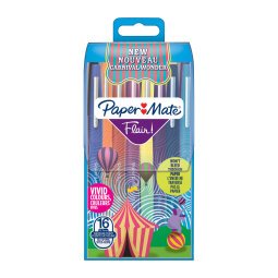 Felt-tip pen Papermate Flair Carnaval medium writing - sleeve with assortment of 16 colours