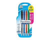 Stylo roller Papermate Flexgrip Gel rétractable pointe 0,7 mm - écriture moyenne - Blister de 4