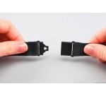 Tour de cou polyester noir recyclé pour badge avec double mousqueton - pochette de 10