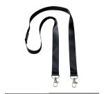 Tour de cou polyester noir recyclé pour badge avec double mousqueton - pochette de 10