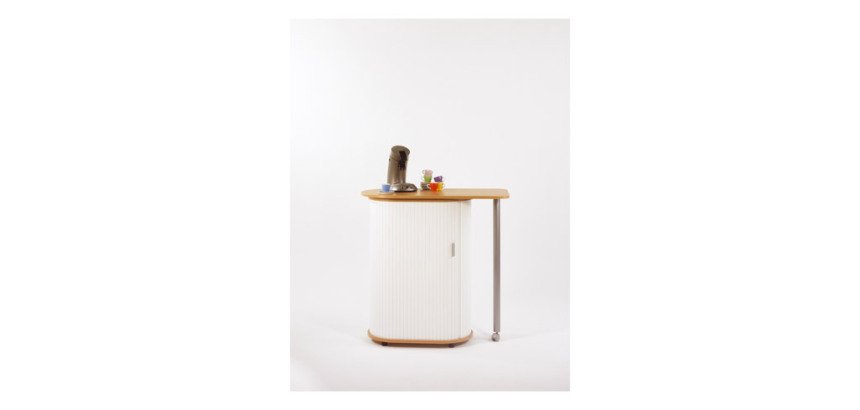 Meuble de cafétéria plateau hêtre - rideau blanc