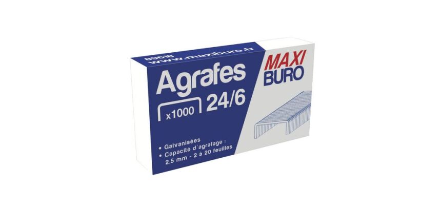 Boite de 1000 agrafes 24/6 galvanisées