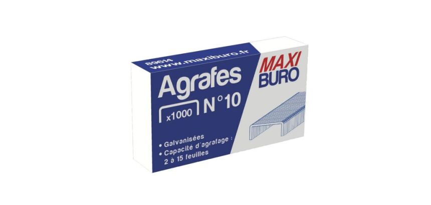 Boîte de 1000 agrafes n°10 galvanisées - Maxiburo