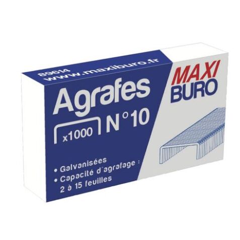 Boîte de 1000 agrafes n°10 galvanisées - Maxiburo