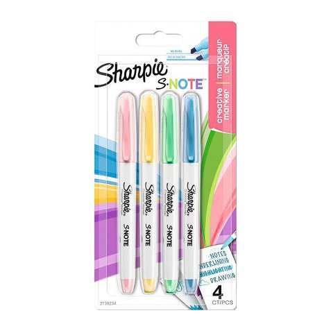 Subrayador de texto Sharpie Snote - Blíster de 4 unidades