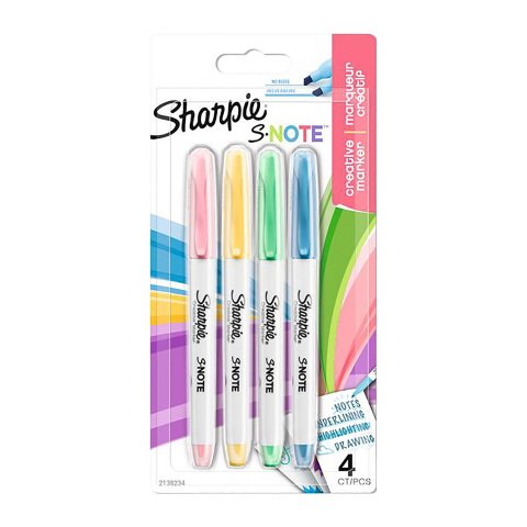 Subrayador de texto Sharpie Snote - Blíster de 4 unidades