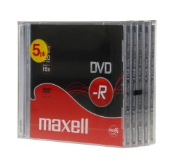 Pack 5 DVD-R 4.7 GB 16X MAXELL en caja Slim