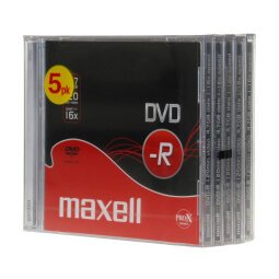 Pack 5 DVD-R 4.7 GB 16X MAXELL en caja Slim