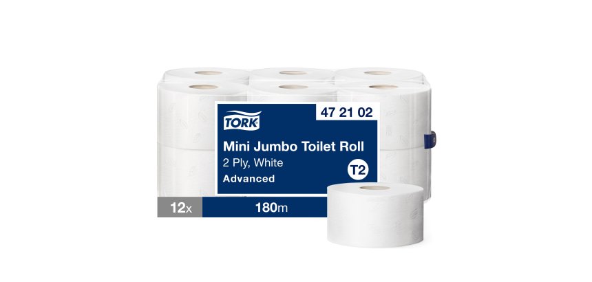 Karton 12 rollen toiletpapier mini jumbo Tork T2 professionnal