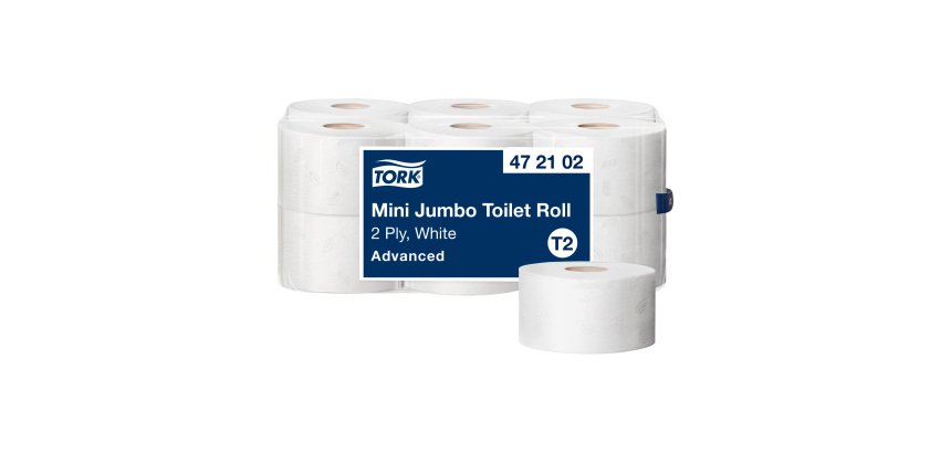 Papier toilette Mini Jumbo double épaisseur Advanced Tork T2 - 12 rouleaux de 180 m