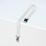 Lanyard in recycled polyester for badge with carabiner - sleeve of 10 white