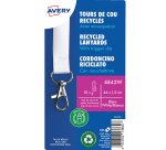 Tour de cou polyester recyclé pour badge avec mousqueton - pochette de 10