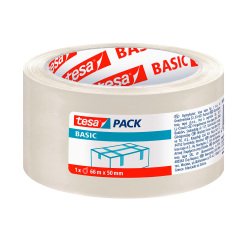Cinta adhesiva transparente 31 micras Tesa Pack Basic 66 m x 50 mm
