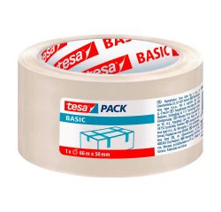 Cinta adhesiva polipropileno 41 micras Tesa Pack Basic transparente 66 m x 50 mm