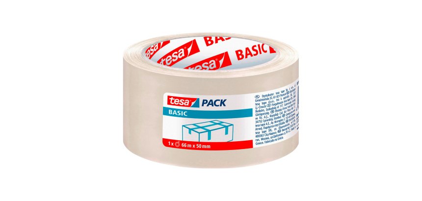 Cinta adhesiva polipropileno 41 micras Tesa Pack Basic transparente 66 m x 50 mm