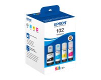 Epson 102 original Pack 4 botellas de tinta Ecotank negro + 3 colores