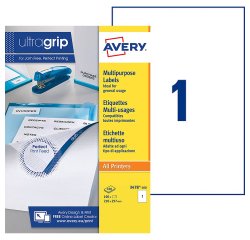 Etiquette adresse jet d'encre et laser 297 x 210 mm Avery 3478-100 blanche - Boîte de 100