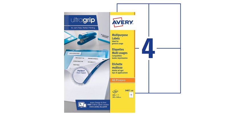 Etiquetas para direcciones impresoras de tinta y láser 105 x 148 mm Avery 3483-100 blanca - Caja de 400