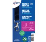 Tour de cou polyester recyclé pour badge avec mousqueton - pochette de 10