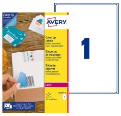 Etiqueta opaca cubriente láser 199,6 x 289,1 mm Avery blanca - Caja de 25