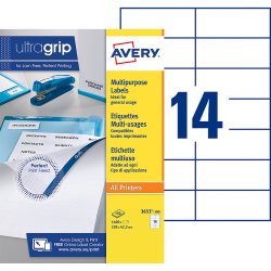 Etiquette adresse jet d'encre et laser 105 x 42,3 mm Avery 3653-100 blanche - Boîte de 1400