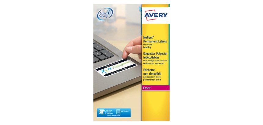 Safety label laser 45,7 x 25,4 mm Avery L6145 - 20 white - sleeve of 800