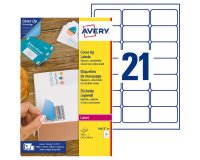 Etiqueta opaca cubriente láser 63,5 x 38,1 mm Avery blanca - Caja de 525