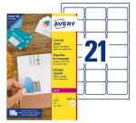 Etiqueta opaca cubriente láser 63,5 x 38,1 mm Avery blanca - Caja de 525