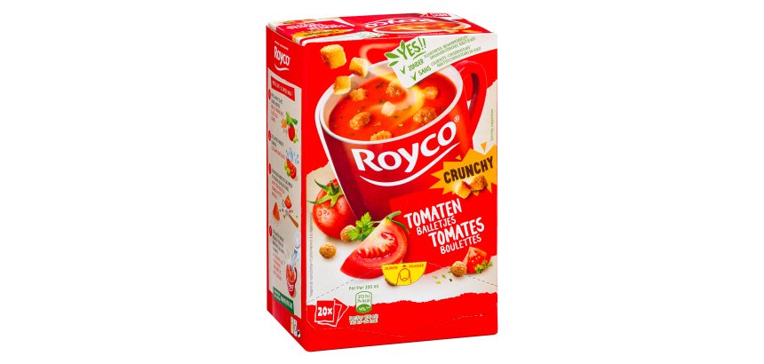 Soupe Royco tomates boulettes Crunchy - Boîte de 20 sachets