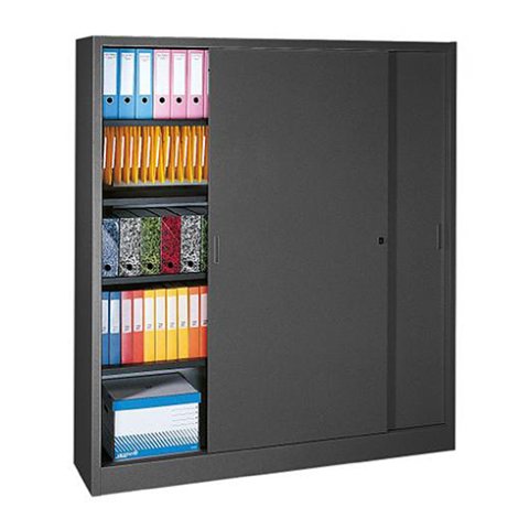 Armario de oficina metálico desmontable Gran volumen Alt. 200 x An.180 cm Antracita Puerta corredera