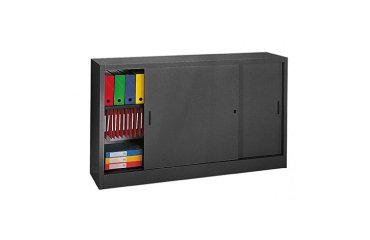 Armoire basse en métal à portes coulissantes H 105 P 45 cm grand volume